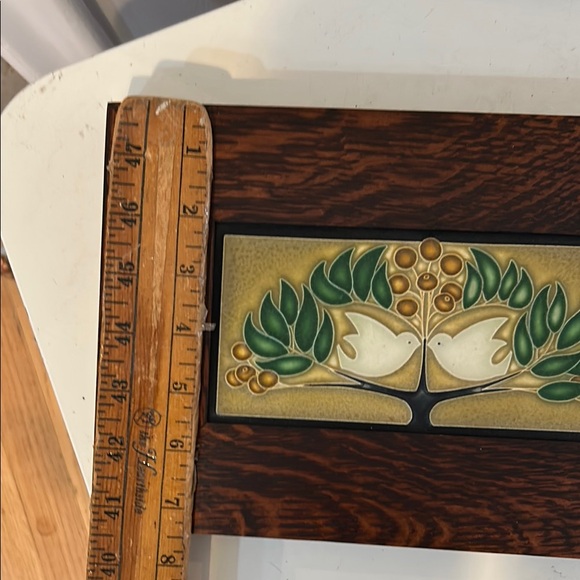 STUNNING wooden Framed Ceramic Tile Art with birds doves and trees by Motawi - Picture 13 of 14